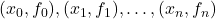 (x_0, f_0), (x_1, f_1), \dots, (x_n, f_n)